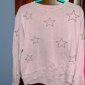 star embroidery on a thin cotton crew neck
